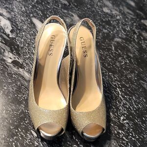 GUESS GLITTER HIGH HEEL STILETTOS PEEP TOE SANDAL